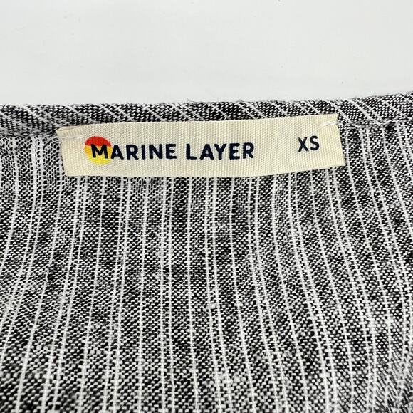 Marine Layer Tory Linen Blend Tank Top Womens XS Gray Stripe  V-Neck Sleeveless - Picture 4 of 8
